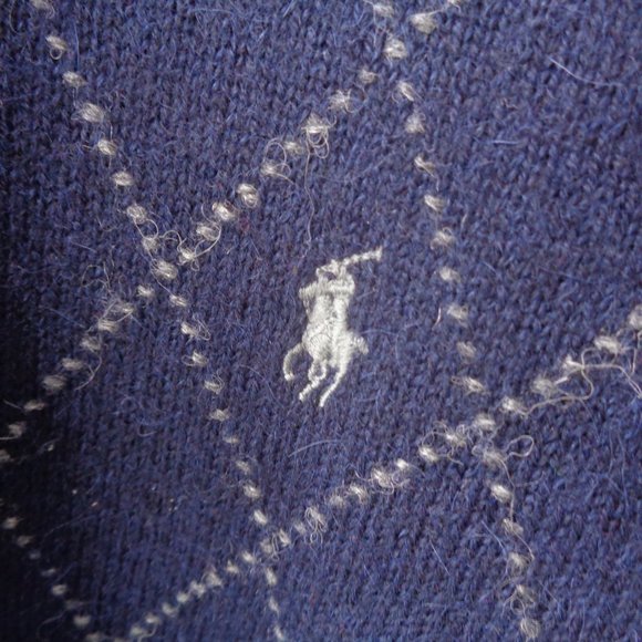 Men's Ralph Lauren POLO GOLF Navy Blue & Gray ALPACA SWEATER - L - Picture 3 of 5